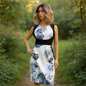 NWT Fantaist black and white bodycon dress. Side zipper above the knees. Size L